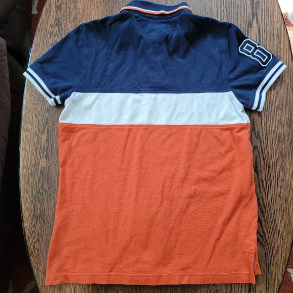 Tommy Hilfiger Navy Orange Embroidered Custom Fit Polo Shirt Size Men's Small - Picture 4 of 8